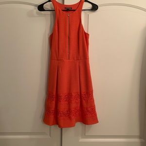 Coral zip front dress